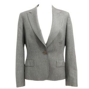 𝅺AQUASCUTUM VINTAGE 100% WOOL LIGHT GRAY NOTCHED LAPEL FLAP POCKETS BLAZER